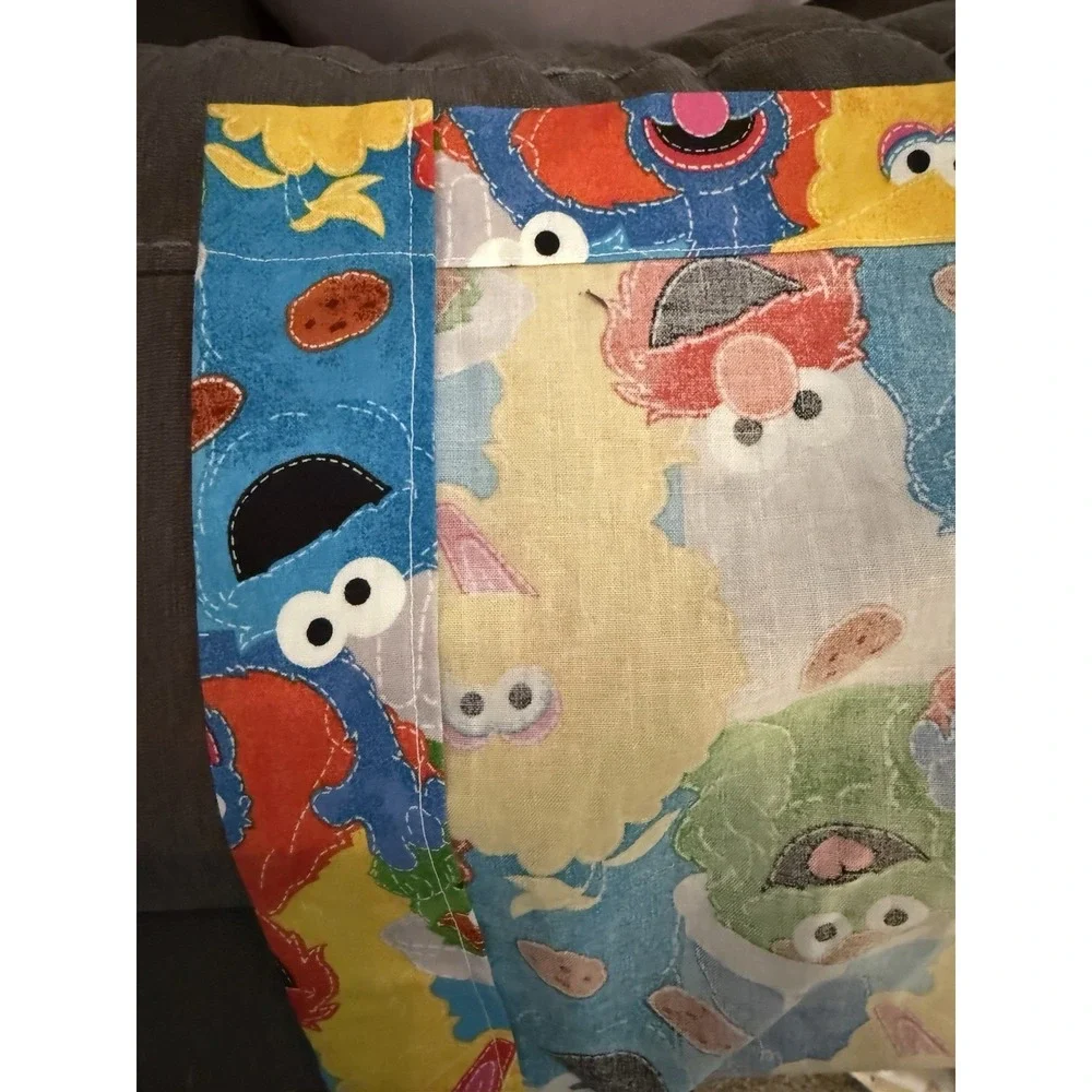 Rare Homemade Sesame Street Double Curtain And Valance Or Fabric 75x73 Val. 80